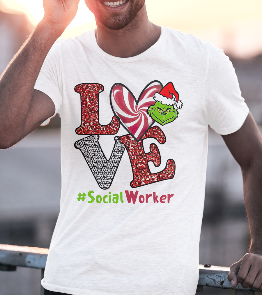LOVE Grinch Heart #SocialWorker T-Shirt