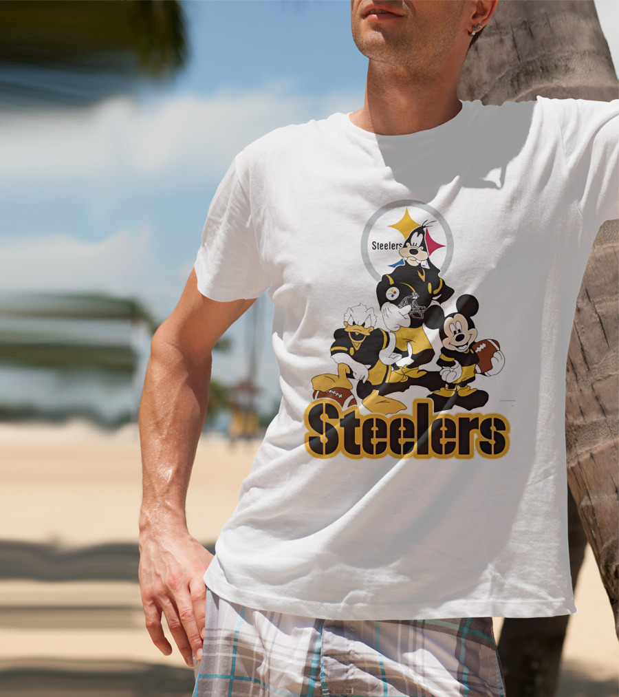 Mickey Donald Goofy Pittsburgh Steelers Football Characters T-Shirt