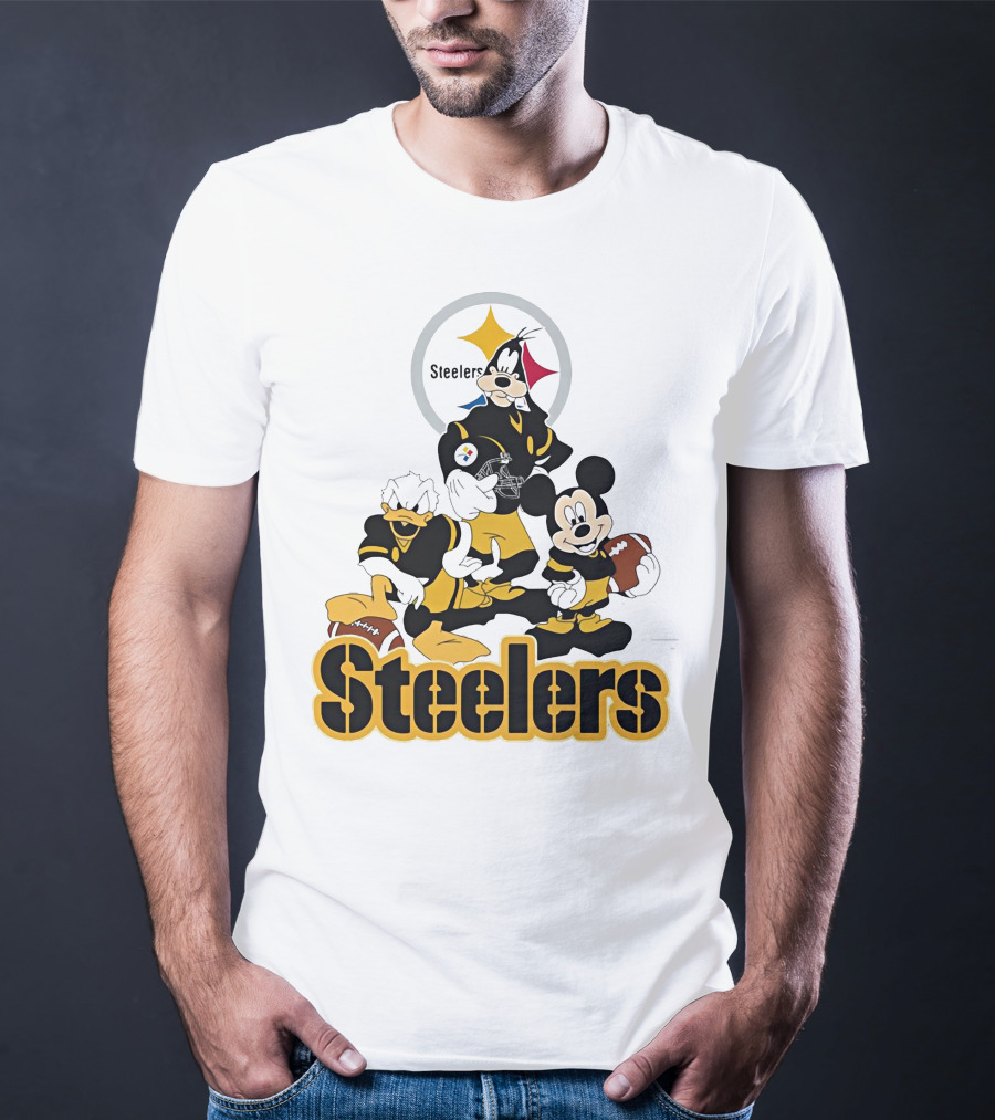 Mickey Donald Goofy Pittsburgh Steelers Football Characters T-Shirt