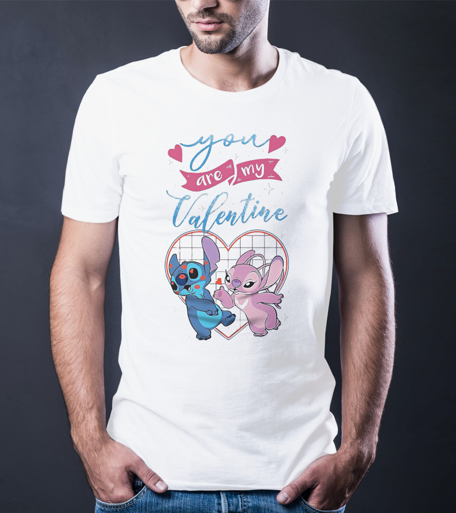 Stitch And Angel You Are My Valentine Heart T-Shirt