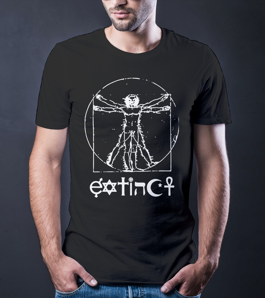 Extinct Vitruvian Man With Symbolic Elements T-Shirt