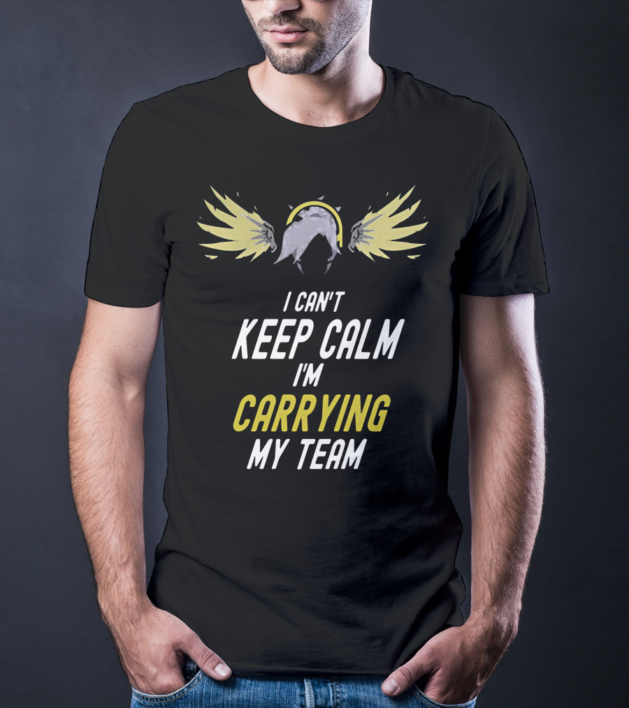 I Can't Keep Calm I'm Carrying My Team Angel Wings Gaming Valor T-Shirt