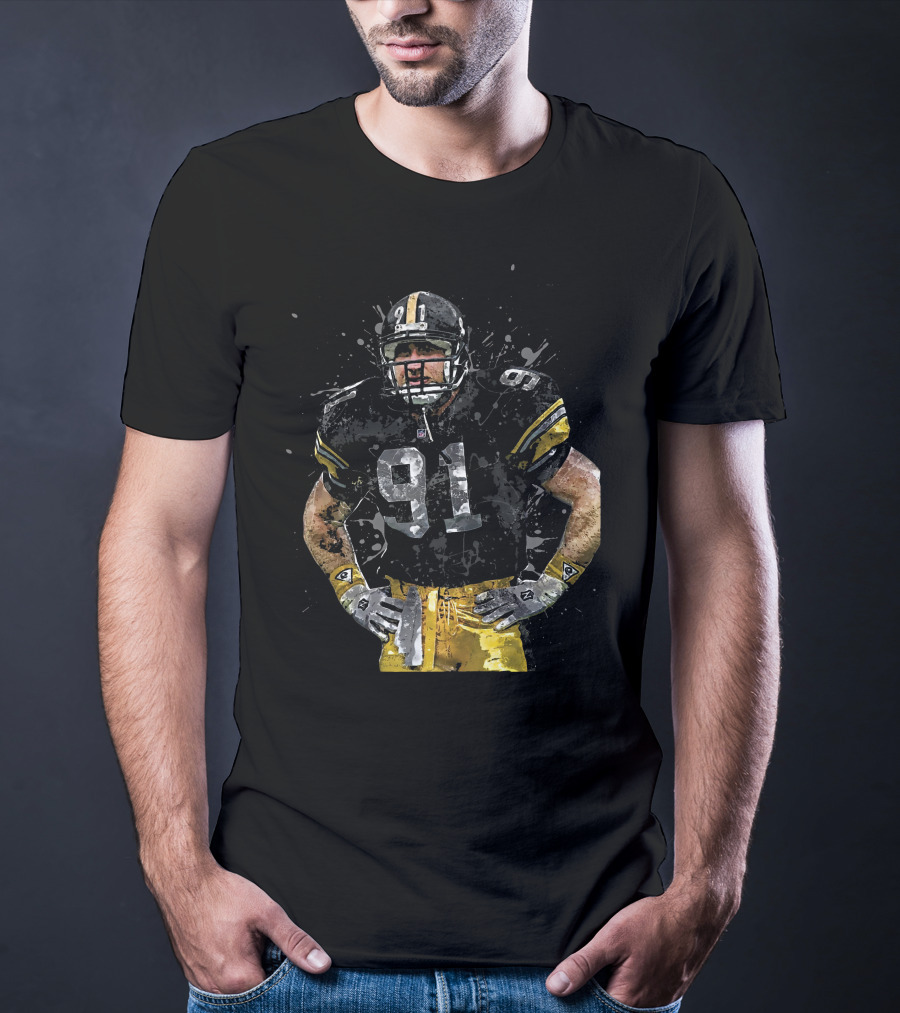 Pittsburgh Steelers Football Player 91 NFL Playoffs Splash T-Shirt