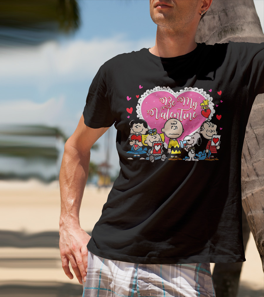 Peanuts Be My Valentine Heart And Characters T-Shirt