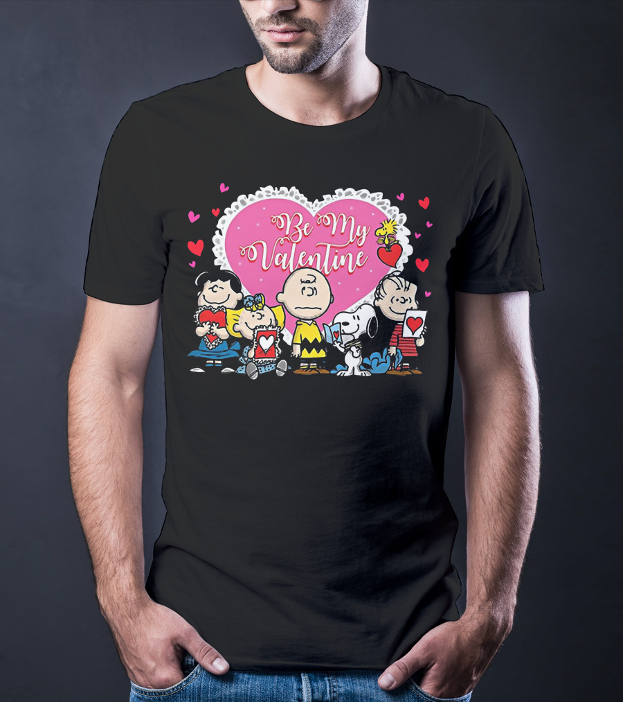 Peanuts Be My Valentine Heart And Characters T-Shirt