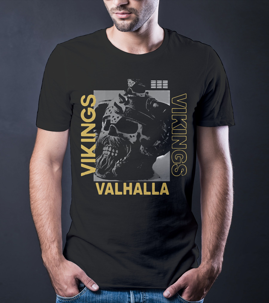 Vikings Skull Valhalla T-Shirt
