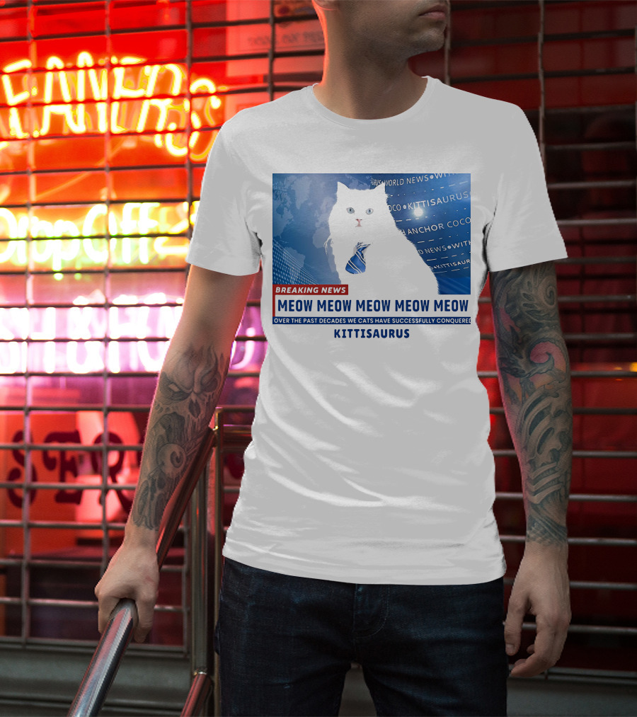 Breaking News Kittisaurus World News Anchor Coco Meow Meow Meow T-Shirt