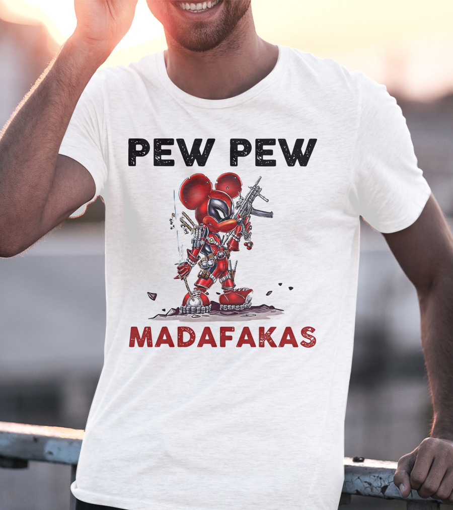 Pew Pew Madafakas Mickey Deadpool Mashup T-Shirt