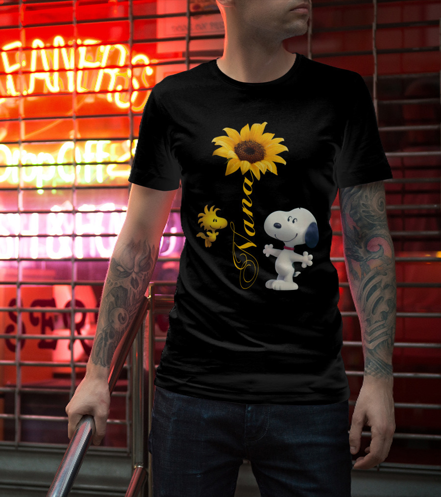 Nana Sunflower With Snoopy And Woodstock Peanuts T-Shirt