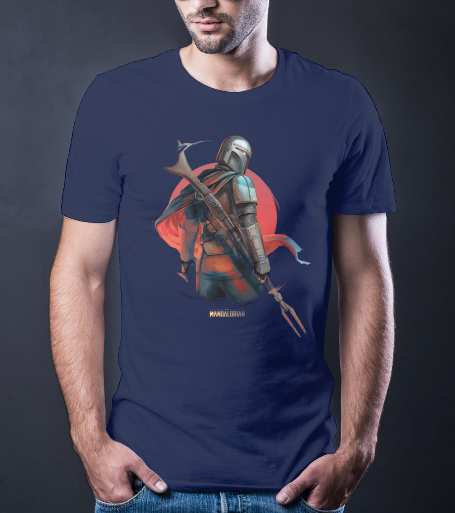 Mandalorian Warrior In Front Of Red Sun T-Shirt
