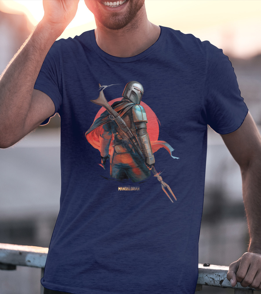 Mandalorian Warrior In Front Of Red Sun T-Shirt