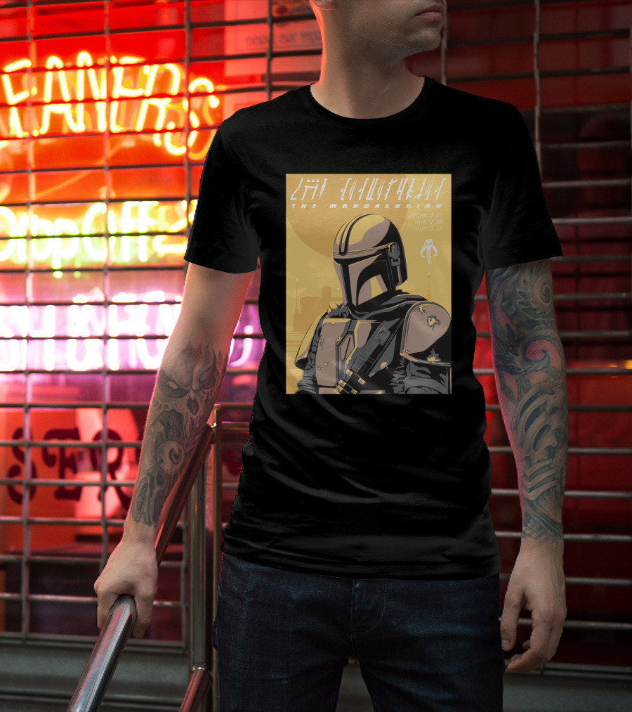 The Mandalorian Cell Shade Star Wars Bounty Hunter Art Deco T-Shirt
