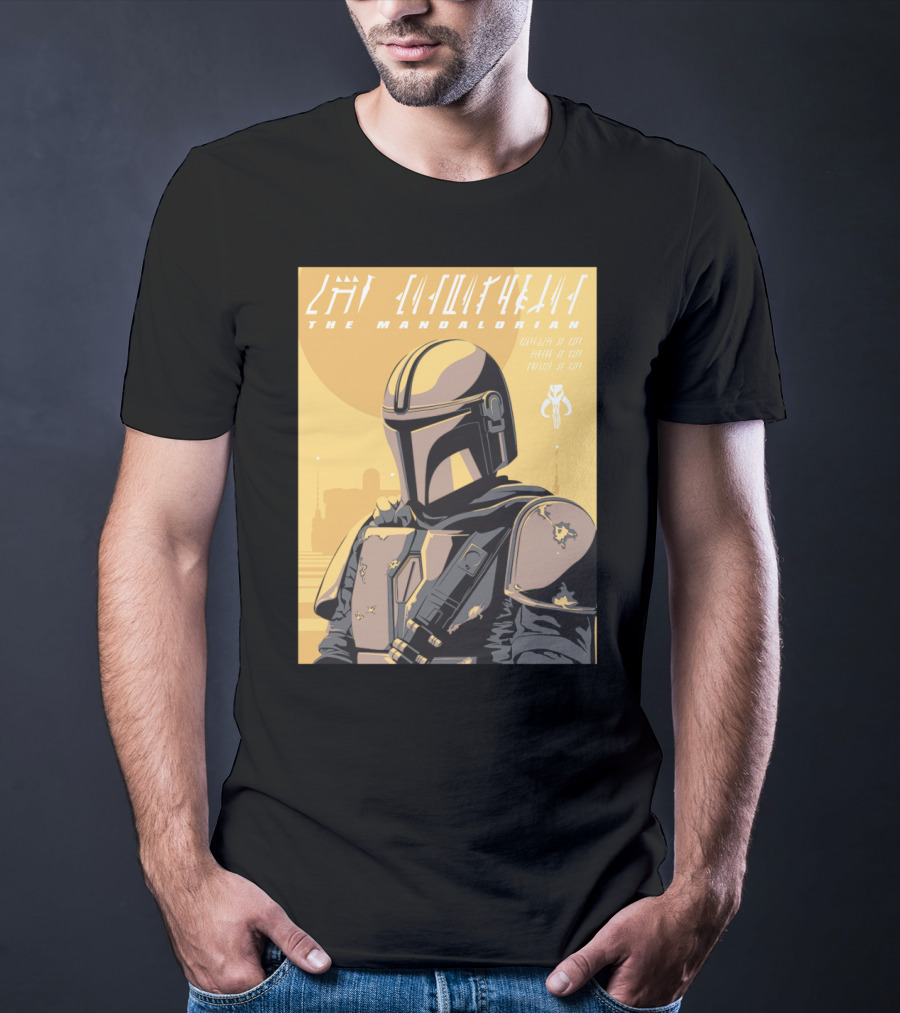 The Mandalorian Cell Shade Star Wars Bounty Hunter Art Deco T-Shirt