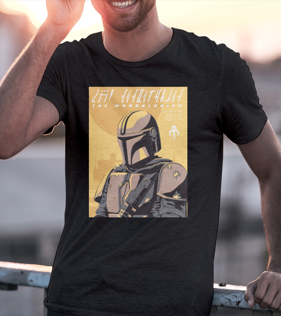 The Mandalorian Cell Shade Star Wars Bounty Hunter Art Deco T-Shirt