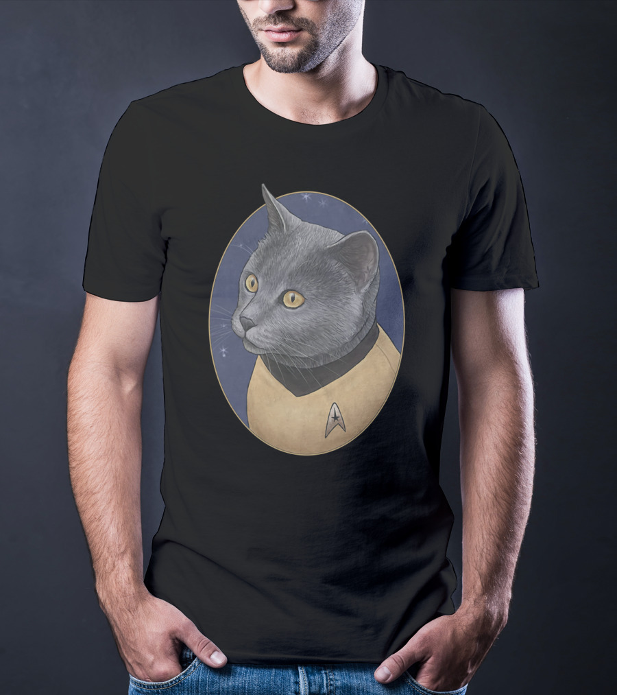 Star Trek Chekov Cat In Starfleet Uniform With Delta Badge T-Shirt