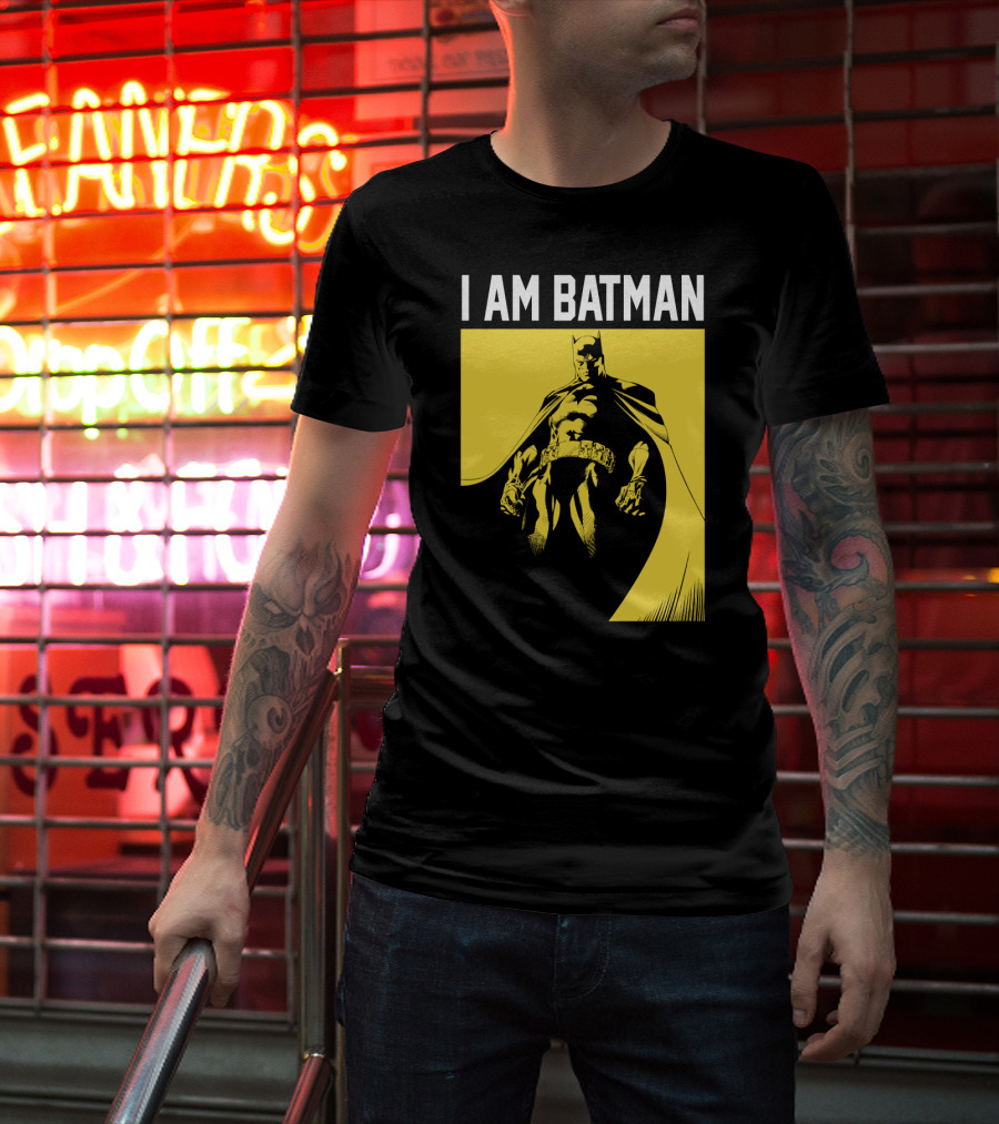 I Am Batman Yellow Black Bold Shadow T-Shirt