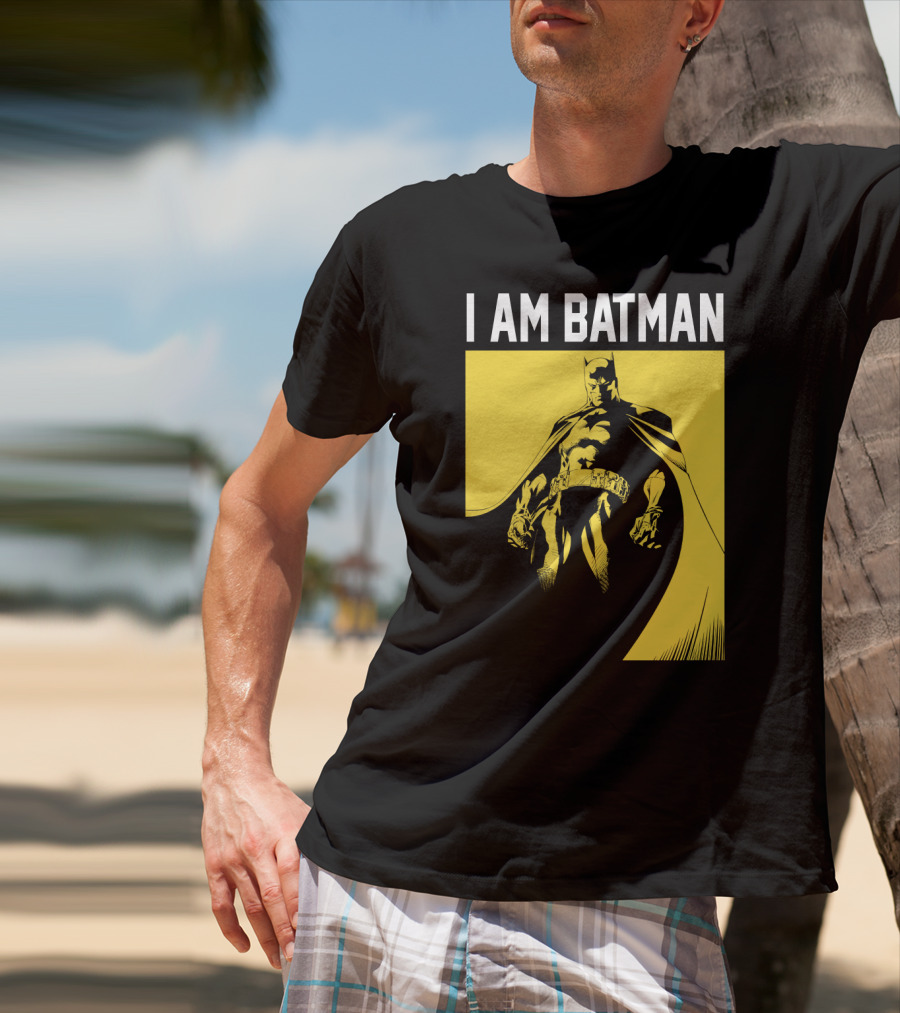 I Am Batman Yellow Black Bold Shadow T-Shirt