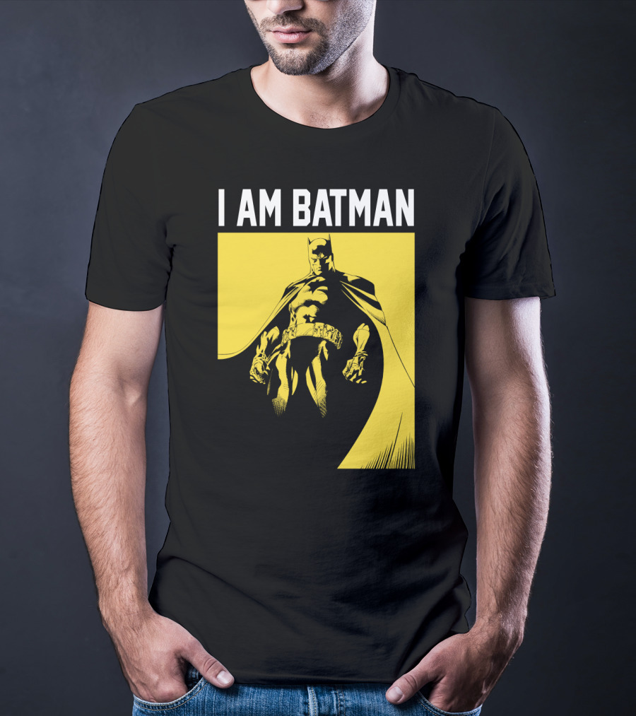 I Am Batman Yellow Black Bold Shadow T-Shirt