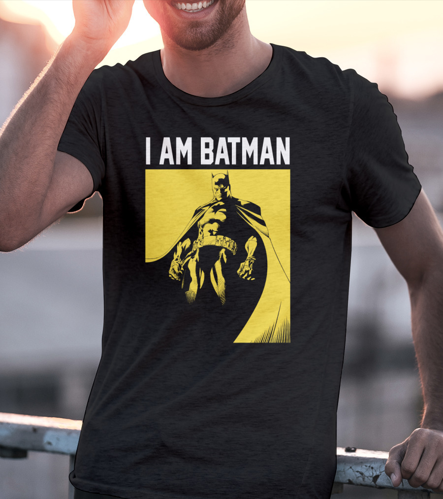 I Am Batman Yellow Black Bold Shadow T-Shirt