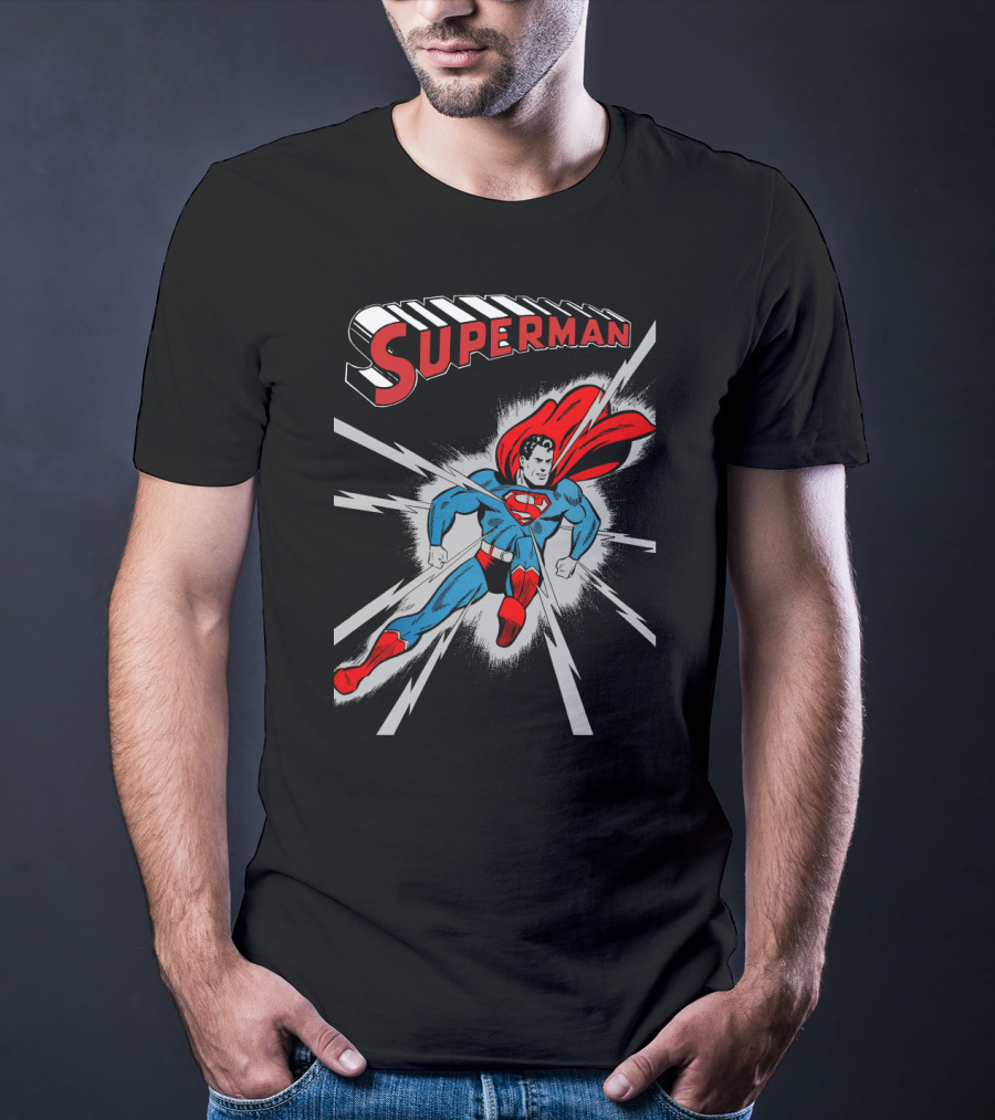 Superman Classic Comic Book Style Cover With Iconic Red And Blue Suit And Cape T-Shirt