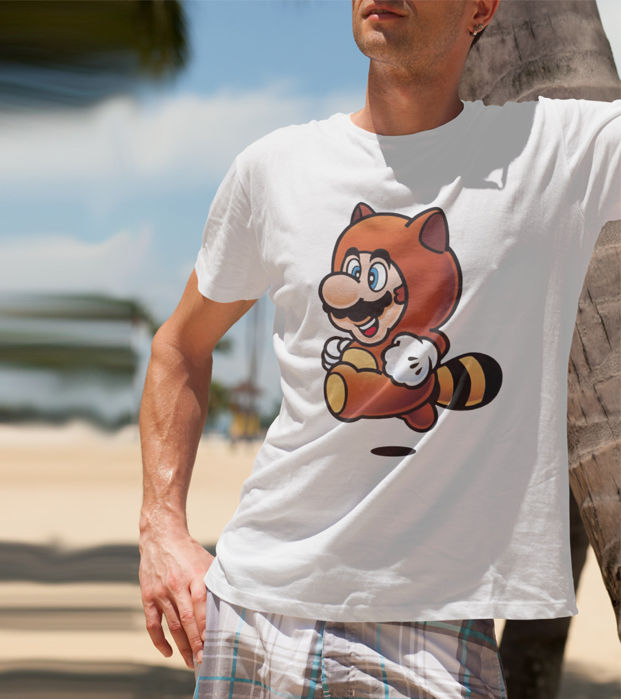Tanooki Mario Super Leaf Power-Up Classic Look T-Shirt