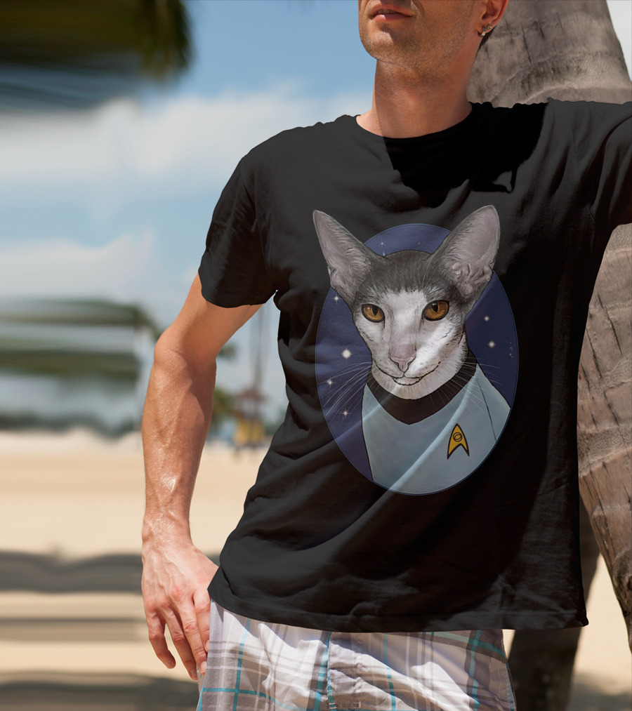 Star Trek Spock Cat With Starfleet Uniform And Vulcan Ears T-Shirt