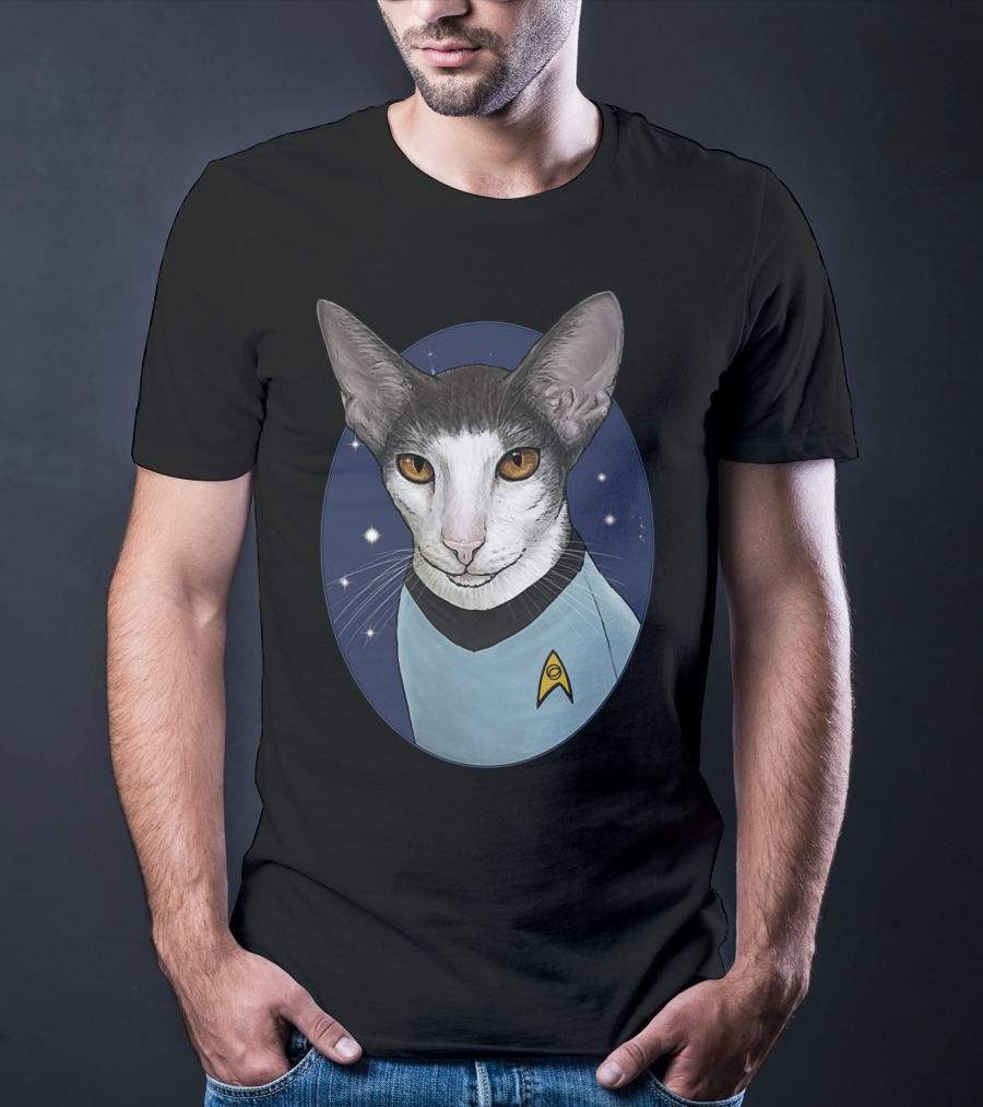 Star Trek Spock Cat With Starfleet Uniform And Vulcan Ears T-Shirt