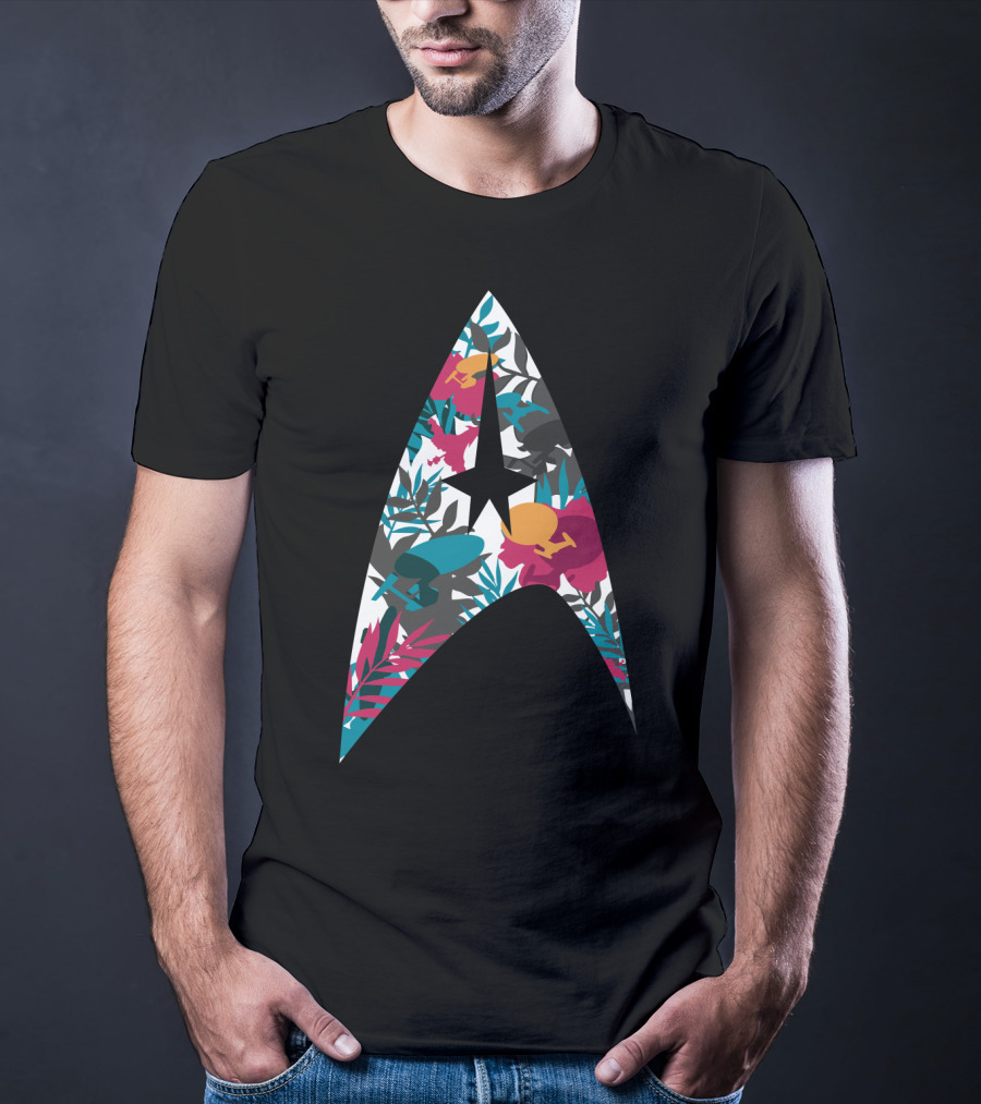 Tropical Starfleet Star Trek Floral Badge T-Shirt