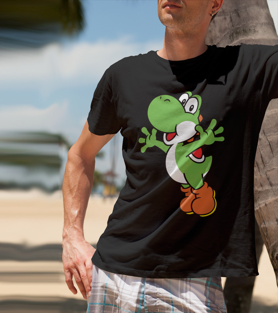 Yoshi Jump Green Dinosaur Iconic Character Image T-Shirt