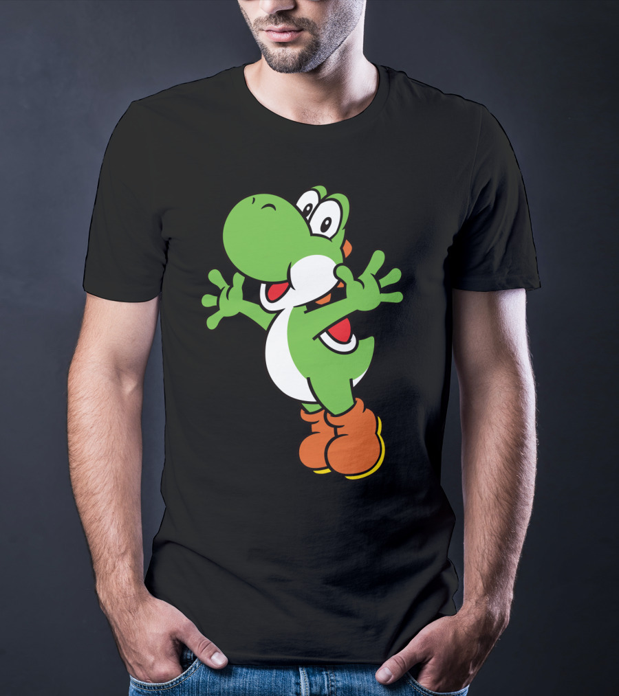 Yoshi Jump Green Dinosaur Iconic Character Image T-Shirt