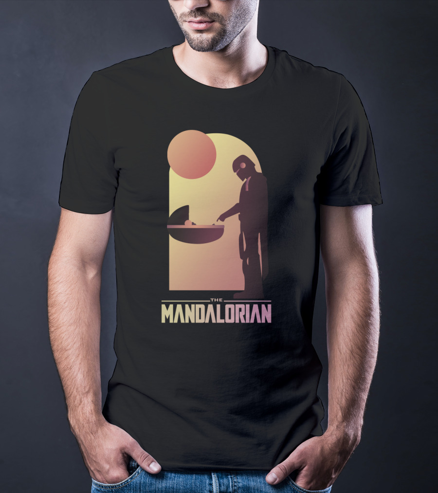 The Mandalorian Bounty Hunter Encounter Sunset Scene T-Shirt