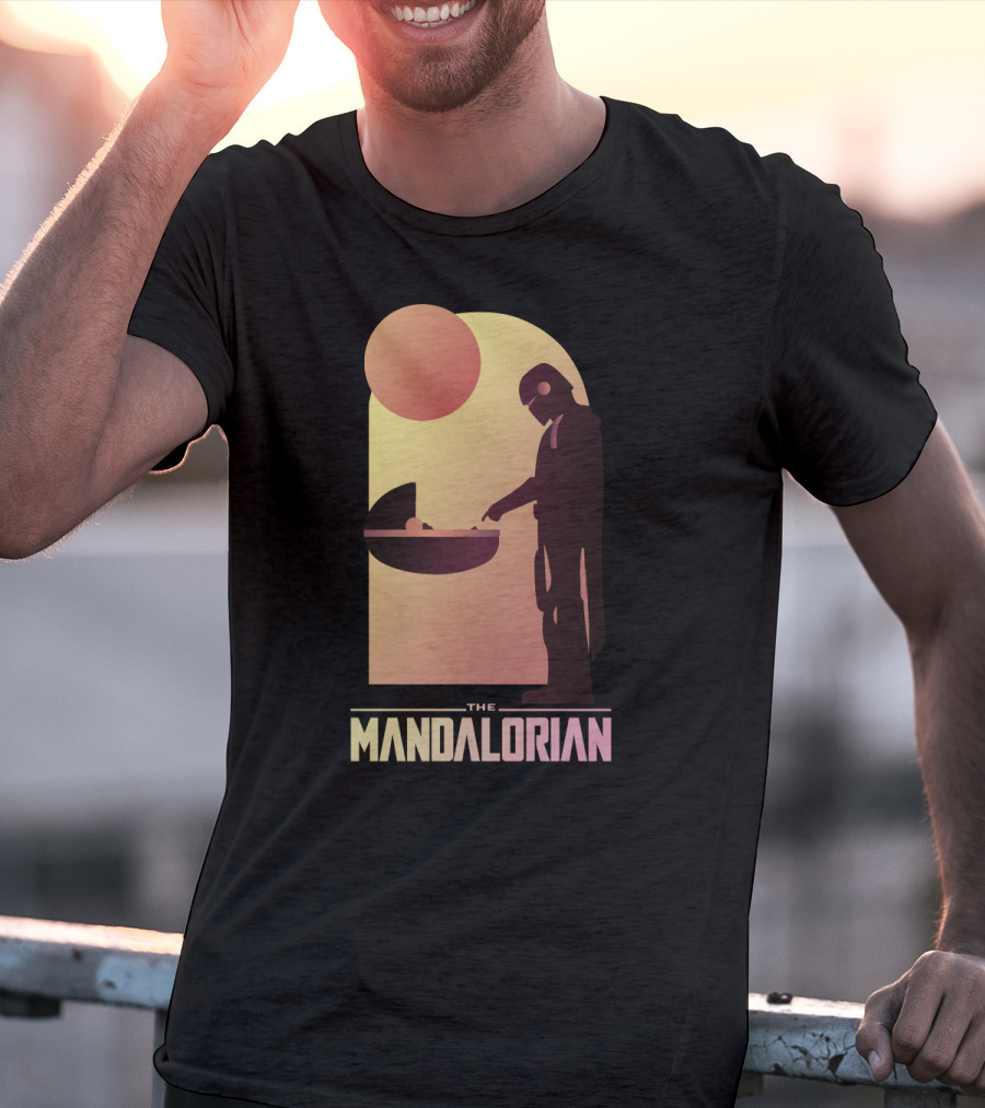 The Mandalorian Bounty Hunter Encounter Sunset Scene T-Shirt