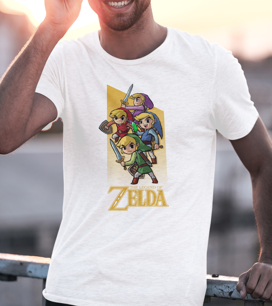 The Legend Of Zelda Four Links Characters In Colorful Outfits T-Shirt
