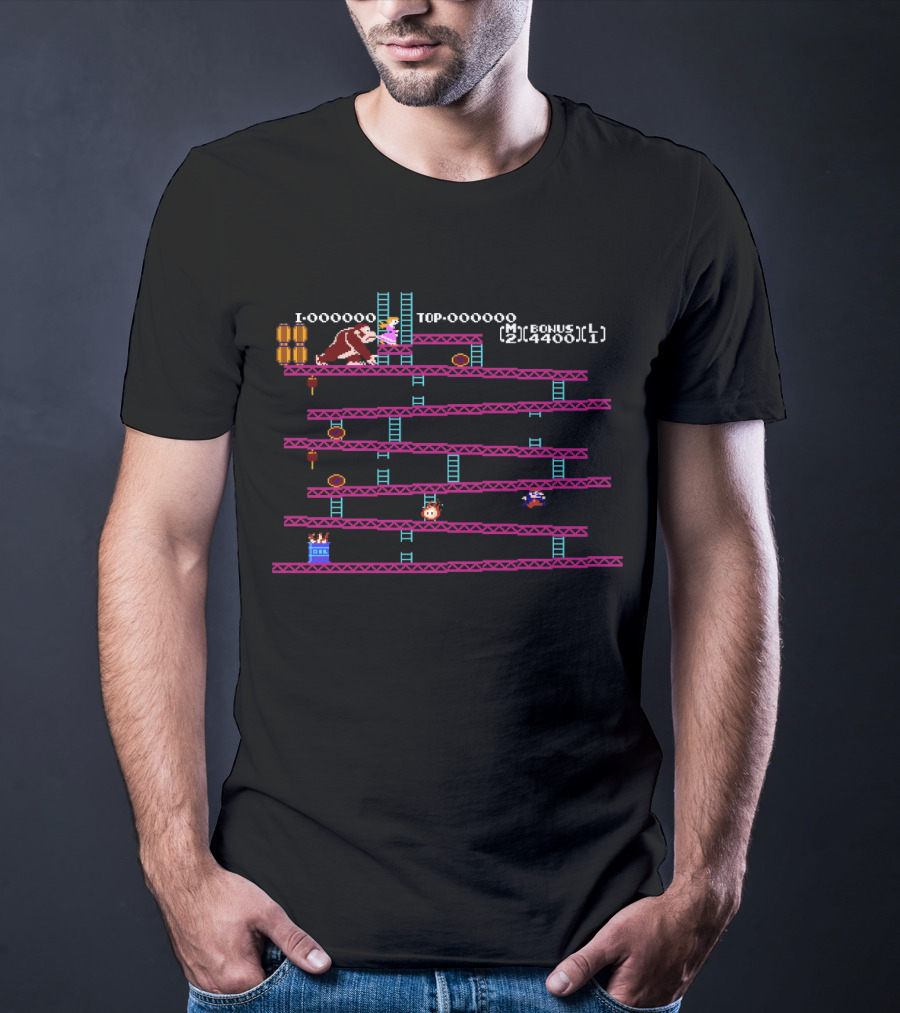 Donkey Kong Arcade Game Pixel Art 1981 Video Game Score Challenge T-Shirt
