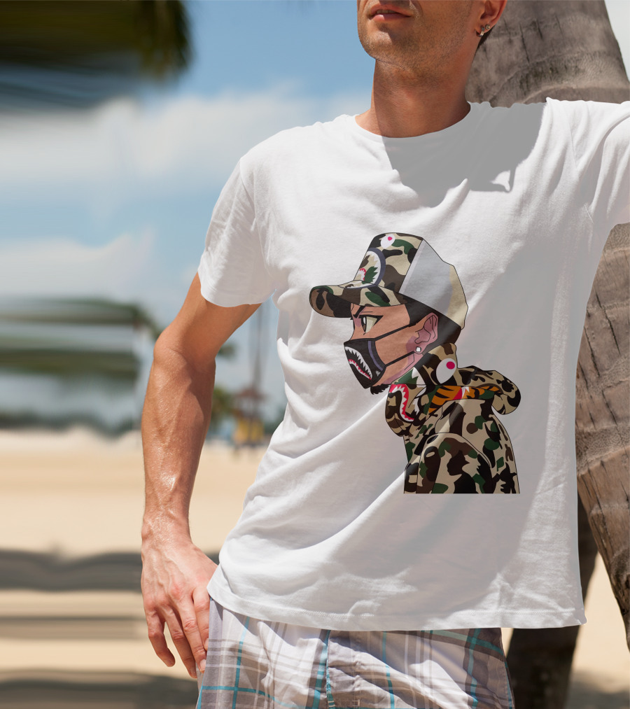 The Boondocks GT Camo Shark Face Mask Hat Hoodie Anime T-Shirt