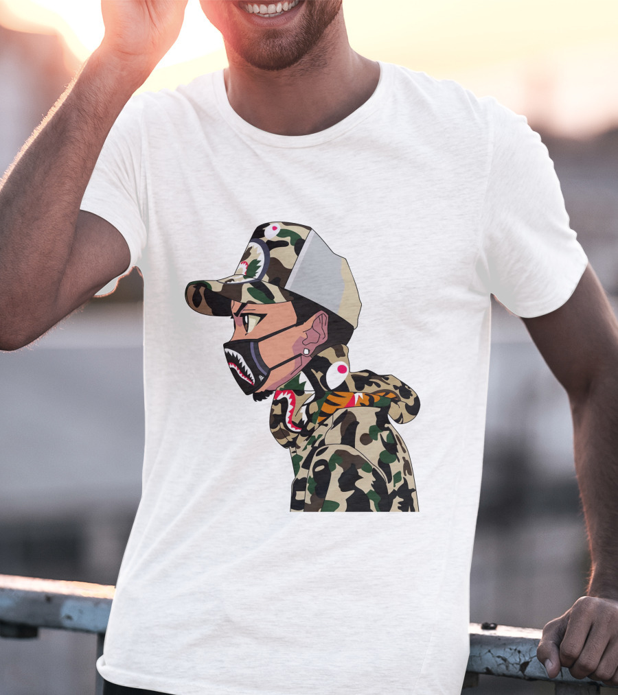 The Boondocks GT Camo Shark Face Mask Hat Hoodie Anime T-Shirt