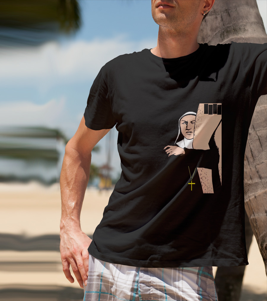 Black Flag Slip It In Nun With Cross And Legs (Red) T-Shirt