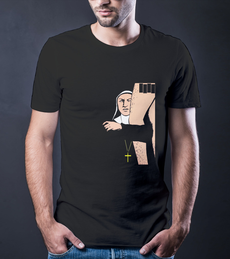 Black Flag Slip It In Nun With Cross And Legs (Red) T-Shirt