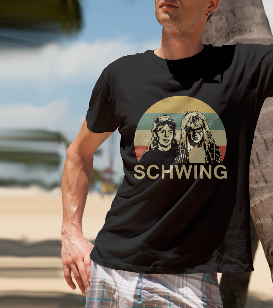 Wayne's World Schwing Retro Vintage Stripes T-Shirt