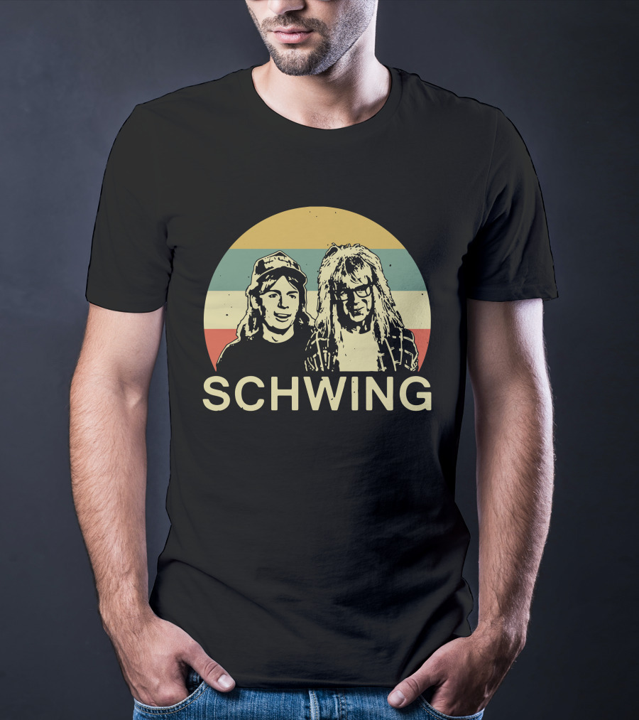 Wayne's World Schwing Retro Vintage Stripes T-Shirt