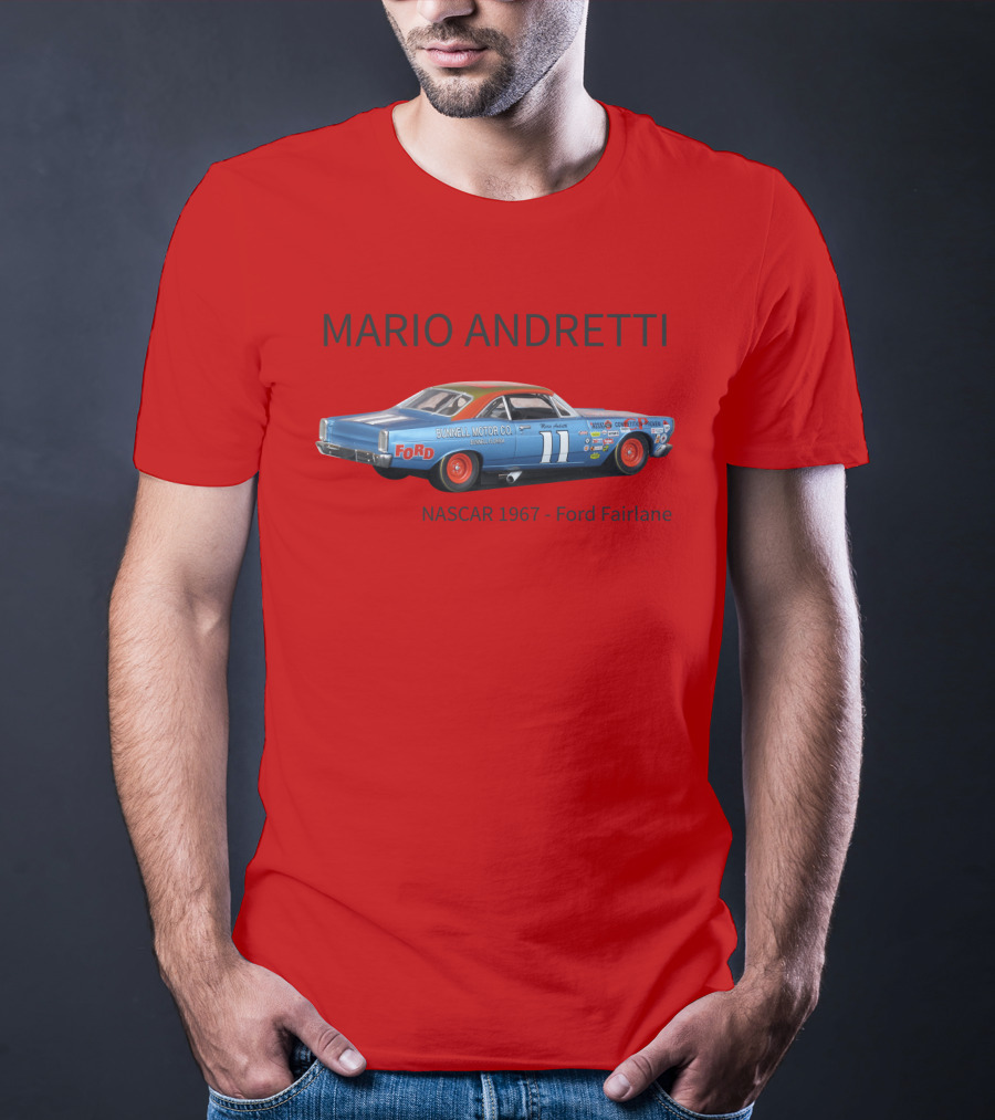 Mario Andretti 1967 NASCAR Ford Fairlane Holman Moody Racing Car Model T-Shirt