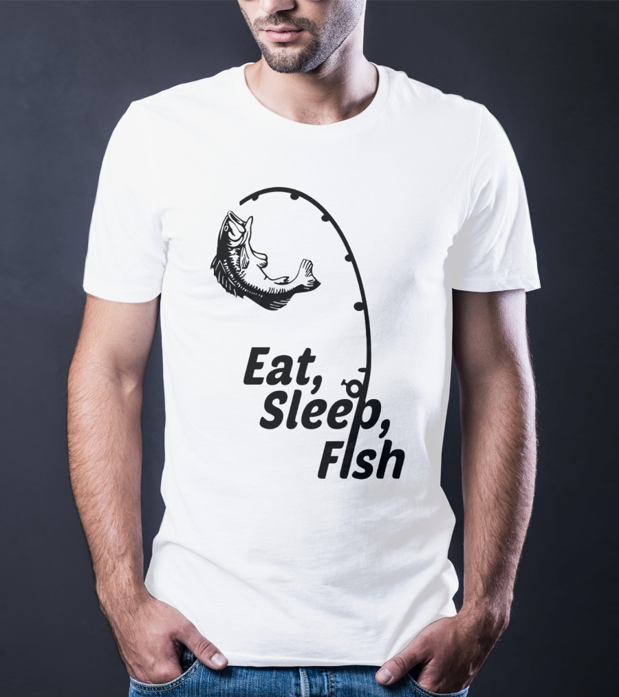Eat Sleep Fish Fishing Rod And Jumping Fish T-Shirt