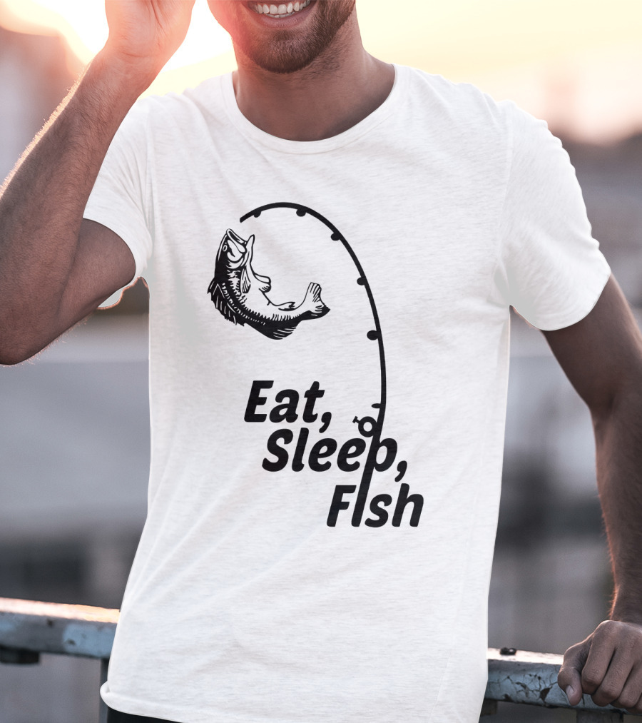 Eat Sleep Fish Fishing Rod And Jumping Fish T-Shirt