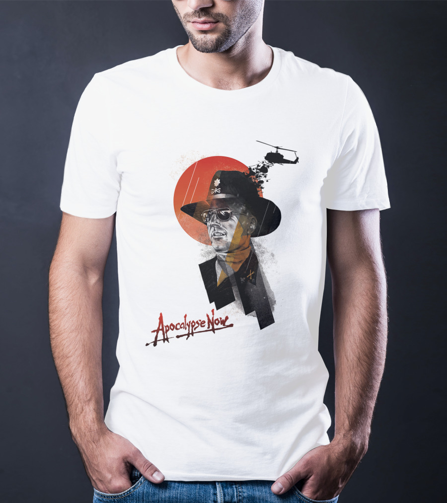 Apocalypse Now Helicopter And Soldier With Red Sun Iconography T-Shirt