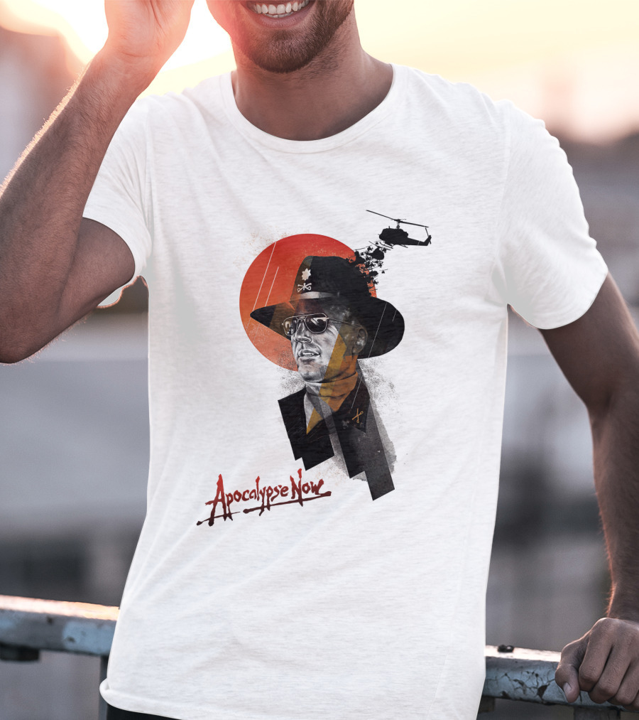 Apocalypse Now Helicopter And Soldier With Red Sun Iconography T-Shirt