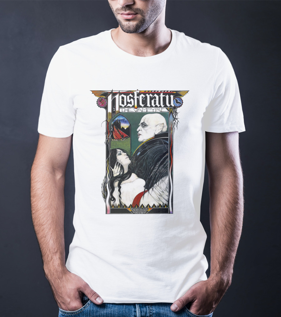 Nosferatu The Vampire Horror Classic Design With Gothic Imagery And Dramatic Portraits T-Shirt