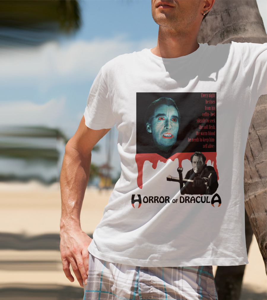 Every Night He Rises From His Coffin-Bed To Seek Blood Horror Of Dracula T-Shirt