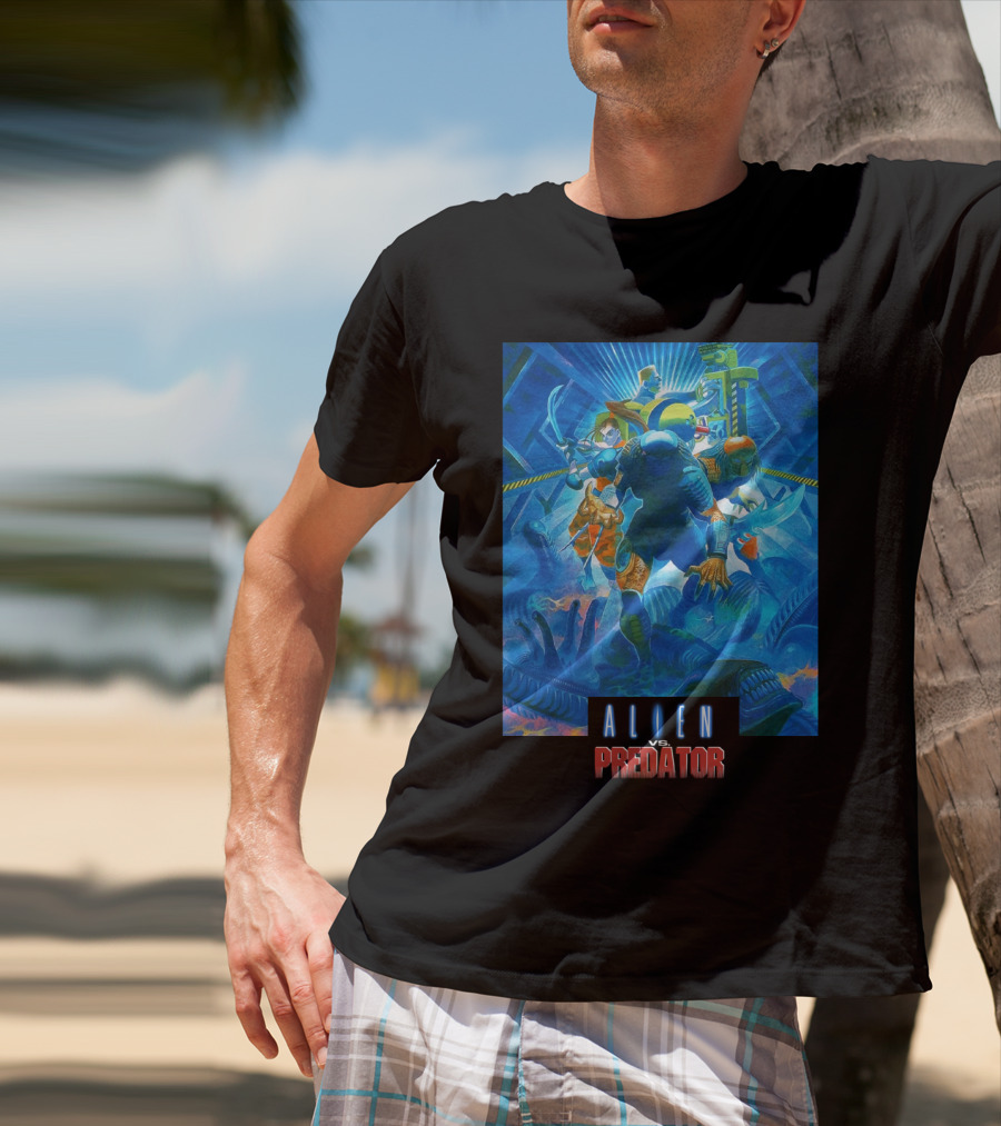 Alien Vs. Predator Retro Video Game Cover T-Shirt