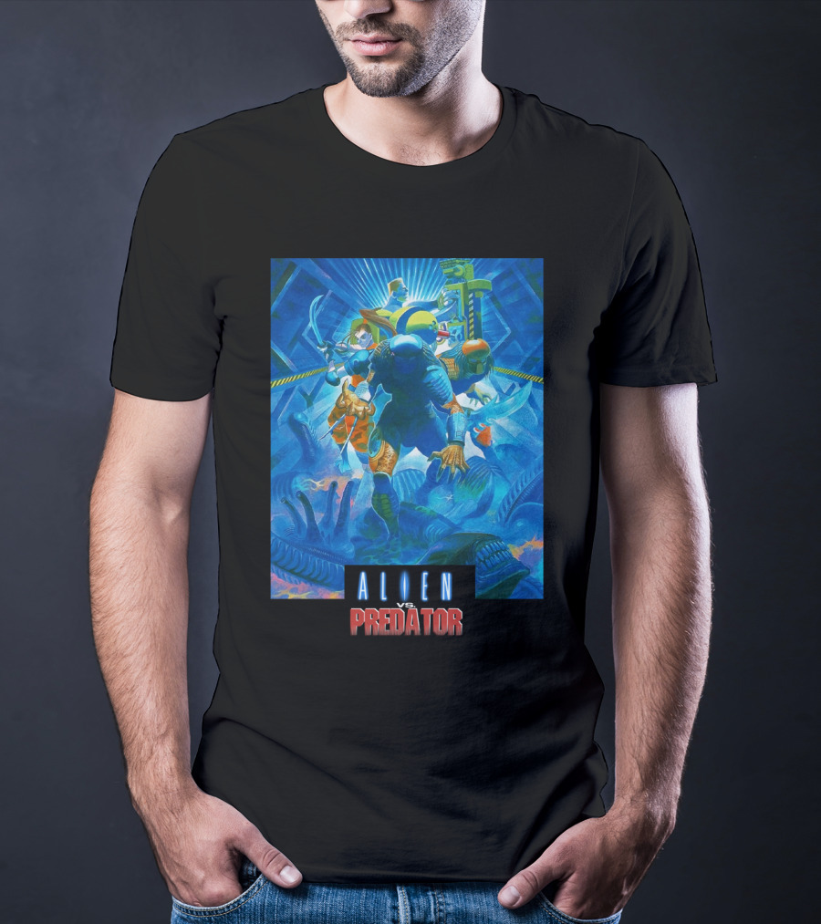 Alien Vs. Predator Retro Video Game Cover T-Shirt