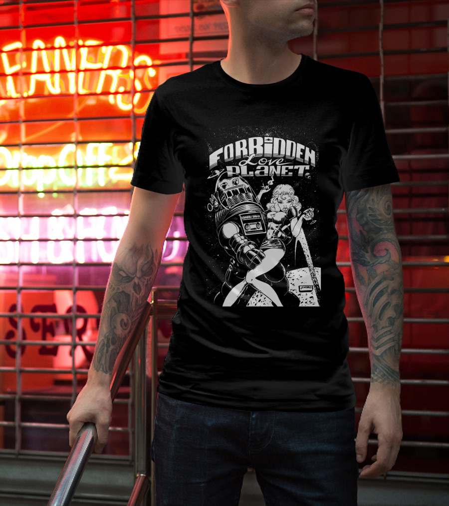 FORBIDDEN LOVE PLANET Sci-Fi Romance Retro Space Adventure T-Shirt